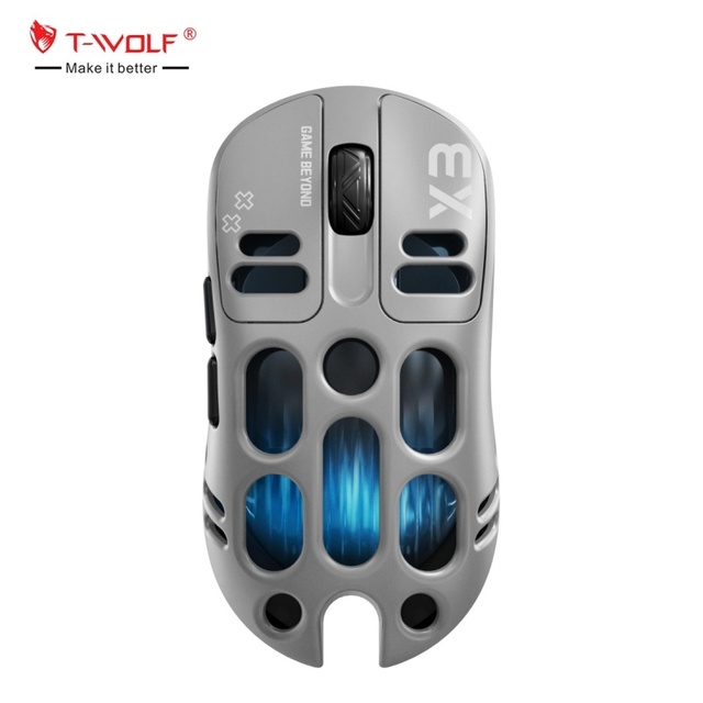 T-WOLF X3 PAW3311Tri-mode Wireless Gaming Mouse Hollow-carved Mouse RGB 12000DPI 6D Gaming Macro Programming Mouse for Laptop