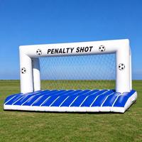 But de football gonflable géant bleu pour jeu de tir au but, idéal pour le team building et la location de fêtes