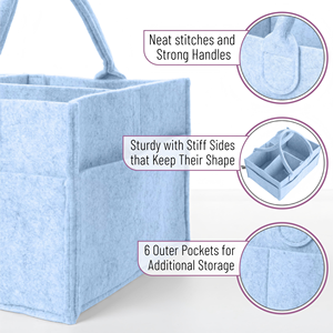 Organizador de Pañales Plegable y Portátil para Bebé, Color Azul Cielo, Organizador de Fieltro con Asa - Product Image 3