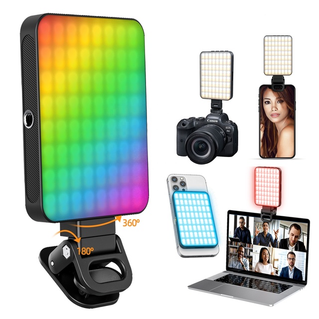 Magnetic Selfie Light, Rechargeable Fill Light RGB Phone Clip on Light for Phone,Laptop,Tablet,Makeup,Video,Vlog,Live Streaming