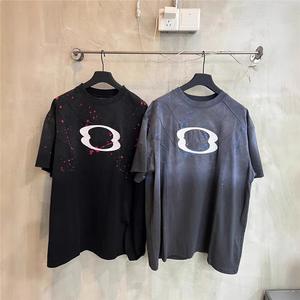 Maglietta <span class=keywords><strong>a</strong></span> maniche corte in puro cotone con ricamo <span class=keywords><strong>a</strong></span> lettere e graffiti, stile High Street, Nuova Collezione Estiva 25ss, Versione Premium Nanyou Foreign Trade Paris <span class=keywords><strong>B</strong></span> Brand - Product Image 5