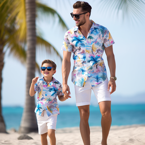 Chemises imprimées en tissu doux à séchage rapide assorties pour la famille Nouveau - séchage rapide Chemises hawaïennes pour hommes Conception personnalisée pour chemises Vêtements de plage hawaïens - Product Image 6