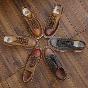 Amei Kaki – Chaussures décontractées d'été pour hommes, style motard vintage américain, en cuir véritable, rehaussantes, respirantes, à lacets, antidérapantes - Product Image 2
