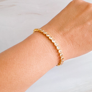 <b>Adjustable</b> Rope Tennis <b>Bracelet</b> With CZ Bezel Stones - Product Image 3