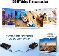 Extensor HDMI Justlink de 60 m (196 pies) sobre un Solo Cable UTP CAT5e/6 LAN RJ45, Compatible con 1080P 3D con Transmisor y Receptor, Salida de Bucle HDMI