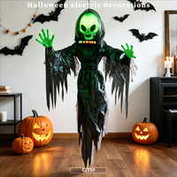 Nouveau Pendentif Alien Lumineux pour Halloween, Décoration Horreur à Détection Vocale, Accessoire d'Aménagement de Scène de Fête