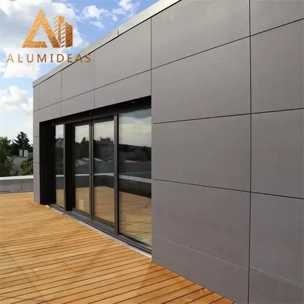 Desain Eropa Alumideas digunakan untuk bangunan komersial yang mencolok 4 mm panel dinding logam komposit