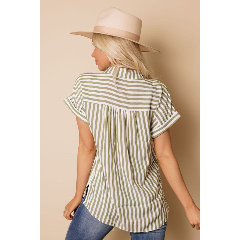 TD Jessabelle High Collar Women's Top Button Striped Embroidered Formal Silk Knit for Office XL Size High Quality Autumn Season