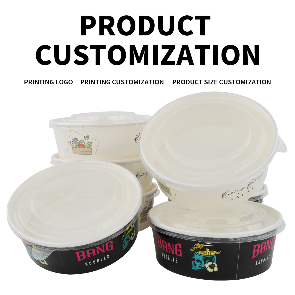 Factory wholesale leakproof waterproof white custom paper soup bowl with lid