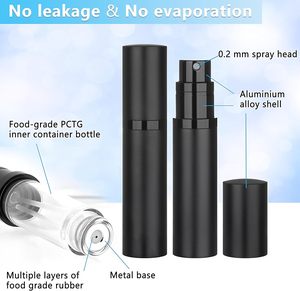 Luxury Electroplating 20ml <b>Black</b> Cylinder Mini Glass Refillable Perfume Fine Mist <b>Pump</b> Sprayer Liquid Soap - Product Image 3