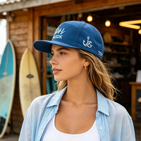 Gorra Snapback de Secado Rápido con Visera Plana, Diseño Estructurado TIDAL HOOK, Bordado de Olas, Pesca Oceánica, Surf, Marina