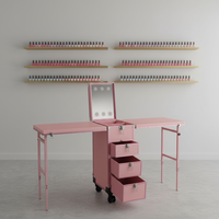 Trolley de Maquillage Pliable et Portable avec Station Ongles, Table de Manucure et Poste de Travail pour Salon de Beauté - Grande Capacité de Rangement