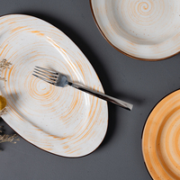 Service de vaisselle en porcelaine personnalisé P&T, durable, avec motif tourbillon, pour restaurants et hôtels