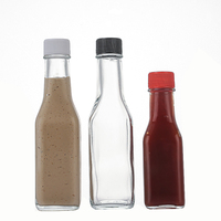 Nouvelles bouteilles en verre carrées transparentes 3oz 5oz 8oz 100ml 150ml 250ml Woozy Chili Salade Ketchup Sauce piquante Vide avec bouchon