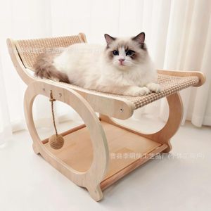 Sillón de madera para gatos con poste rascador y juguete para gatos de interior, uso en las cuatro estaciones, cama duradera para mascotas - Product Image 5