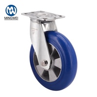 Roue pivotante robuste de 8 pouces en caoutchouc avec support en acier inoxydable 304, roulement en alliage résistant à la chaleur de 330 kg pour chariots de boulangerie et de laboratoire