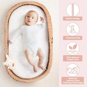 Handmade Baby Changing <strong>Basket</strong> <strong>Set</strong> with a Soft Changing Pad and Waterproof <strong>Cover</strong>,Diaper Organizer Handmade Crochet <strong>Basket</strong> - Product Image 2