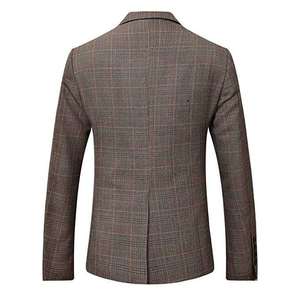 Traje de 3 Piezas a Cuadros de Tela Tejida Marrón, Corte Slim Fit, Mezcla de Lana Premium, Traje a Cuadros para <span class=keywords><strong>Hombre</strong></span>, Blazer - Product Image 3