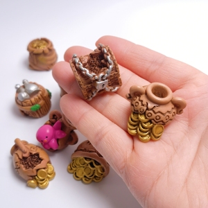 Nouvelles figurines créatives en résine, <span class=keywords><strong>coffre</strong></span> au trésor marin 3D, mini boîte à monnaie, assortiment <span class=keywords><strong>de</strong></span> 100 pièces/lot, pour accessoires décoratifs DIY - Product Image 5