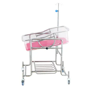 Cama médica infantil de acero inoxidable de alta calidad, cama de Hospital para bebés, cuna pediátrica para recién nacidos