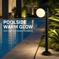 Lampe de jardin LED ronde 12W, IP65 étanche, en aluminium noir, pour terrasse, jardin, allée, décoration extérieure