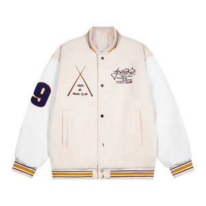 Giacca da Baseball <span class=keywords><strong>Trendy</strong></span> con Bandiera Ricamata, Stile Retrò Autunno-Inverno, Maniche in Pelle PU, Modello Oversize per <span class=keywords><strong>Uomo</strong></span> - Product Image 4
