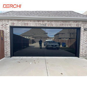 Portes <span class=keywords><strong>de</strong></span> <span class=keywords><strong>garage</strong></span> en verre trempé noir avec miroir sans cadre en aluminium à bas <span class=keywords><strong>prix</strong></span> avec moteur - Product Image 1