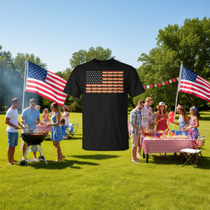 T-shirt promozionale con bandiera USA Hot Dog Flag - Product Image 3