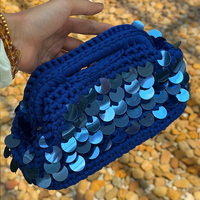 Tas Rajut Pantai Tas Jinjing Tenun Tangan Ramah Lingkungan Tas Mini Clutch Pesta Pernikahan Berpayet untuk Wanita Mewah