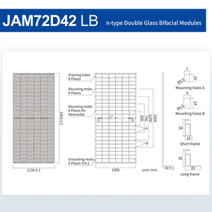 Panel Solar Bifacial E-NICE <span class=keywords><strong>JASOLAR</strong></span> de 720W, Tipo N, Plateado, 182mm, 26% de Eficiencia, TUV IEC, Doble Vidrio para Plantas de Energía - Product Image 4