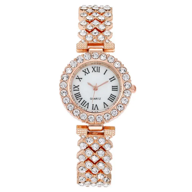新しいダイヤモンドシンプルアイス、アウトジルコンウォッチジュエリー女性高級時計バンドファンシーレディースレディース腕時計/