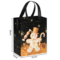 Sac cadeau de Noël noir haut de gamme, motif dessin animé, sac fourre-tout réutilisable, emballage cadeau vide en non-tissé, vente en gros