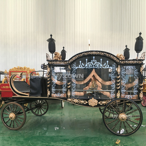 Cercueil funéraire noble tiré par des chevaux avec cabine vitrée et rideau personnalisé pour le transport de cercueil, procession commémorative solennelle - Product Image 6