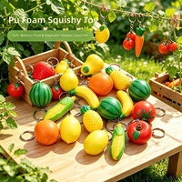 Nieuwe PU-schuim gesimuleerde fruit squishy sleutelhanger langzaam terugverend stressverlichtend knijp speeltje schattig fruit rugzak hanger voor kinderen cadeau