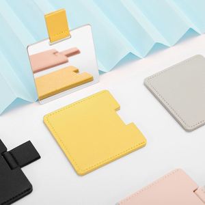 Cute <b>Square</b> Stainless Steel <b>Mirror</b> Pocket Pu Leather Case Mini Makeup <b>Mirror</b> Portable Beauty Cosmetic <b>Mirrors</b> Welcome Gift Women - Product Image 1