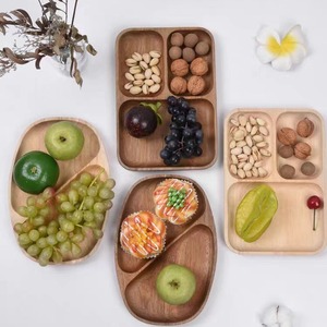 Solid Wood Fruit Plate With Dividers For Snacks And Dried Fruits Living Room Coffee Table Desktop <b>Storage</b> <b>Tray</b> - Product Image 3