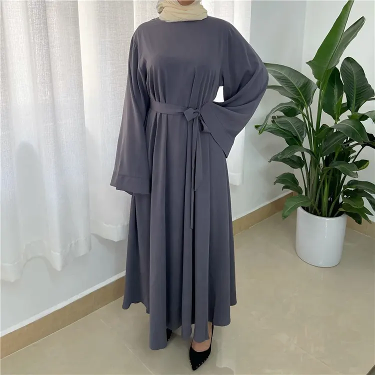 Womens 2021 New Arrivals Maxi Long Sleeve Robe Arabic Sexy Solid Color Puls Size In Stock Item Long Muslim Dress für Summer