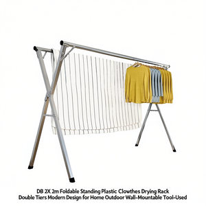 DB 2X Tendedero Plegable de Plástico de 2m, Doble Nivel, Diseño Moderno para Hogar y Exterior, Montable en Pared - Product Image 1