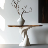 Table console en bois massif de style minimaliste italien de luxe léger avec un design artistique pour l'entrée