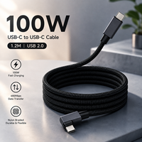Câble USB C vers USB C à angle droit 100W 1,2M 5A PD Charge rapide Câble de données USB 2.0 Logo personnalisé OEM ODM Fournisseur en gros d'usine