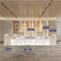 Bureau d'accueil contemporain élégant et personnalisé avec éclairage LED multicolore pour bureau d'entreprise, hall d'hôtel