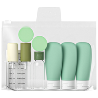 Recharge en silicone Kit de bouteille de toilette de voyage Shampooing anti-fuite Gel douche Crème Kit de voyage Sac de bouteille pour avion
