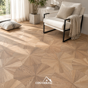 Parquet géométrique en chêne fumé de luxe, sol en bois organique, design personnalisé pour les projets d'intérieur modernes - Product Image 5