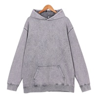 Pull à capuche vintage lavé 400g, personnalisable avec design et échantillon, grande taille, coupe ample