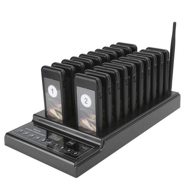Wireless Restaurant Pager System High Quality Guest Paging System 20 Pagers Service Calling System for Cafe Bakery Food Truck
