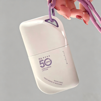 Bouteille de crème solaire en plastique PP de 50 ml (1,6 oz) pour les voyages en plein air, avec cordon, flacon souple en plastique, étanche et anti-fuite