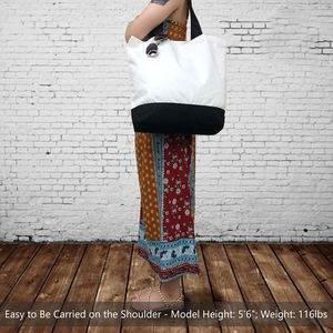 حقيبة تسوق قماشية قطنية قابلة للطي صديقة للبيئة للسوبر ماركت قابلة لإعادة الاستخدام حقيبة كتف كبيرة السعة بإغلاق سحاب - Product Image 2