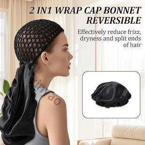 Individuelles Logo Verbundene 2-in-1 Haarwickelkappe Bonnet Damen Haarnetz Umwickelter Hut Wendbarer Satin-Hut Nachtschlafmütze Haarpflege - Product Image 2
