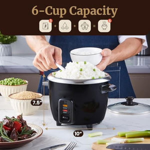 <span class=keywords><strong>Cuiseur</strong></span> à <span class=keywords><strong>riz</strong></span> électrique de 6 tasses avec pot intérieur en acier inoxydable de qualité alimentaire 304 pour faire des soupes, des ragoûts, des céréales <span class=keywords><strong>et</strong></span> des céréales - Product Image 6