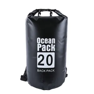 Varejo por atacado Baixo MOQ 20L viagens oceano pack saco seco impermeável mochila sacos com duas alças 2023 barato